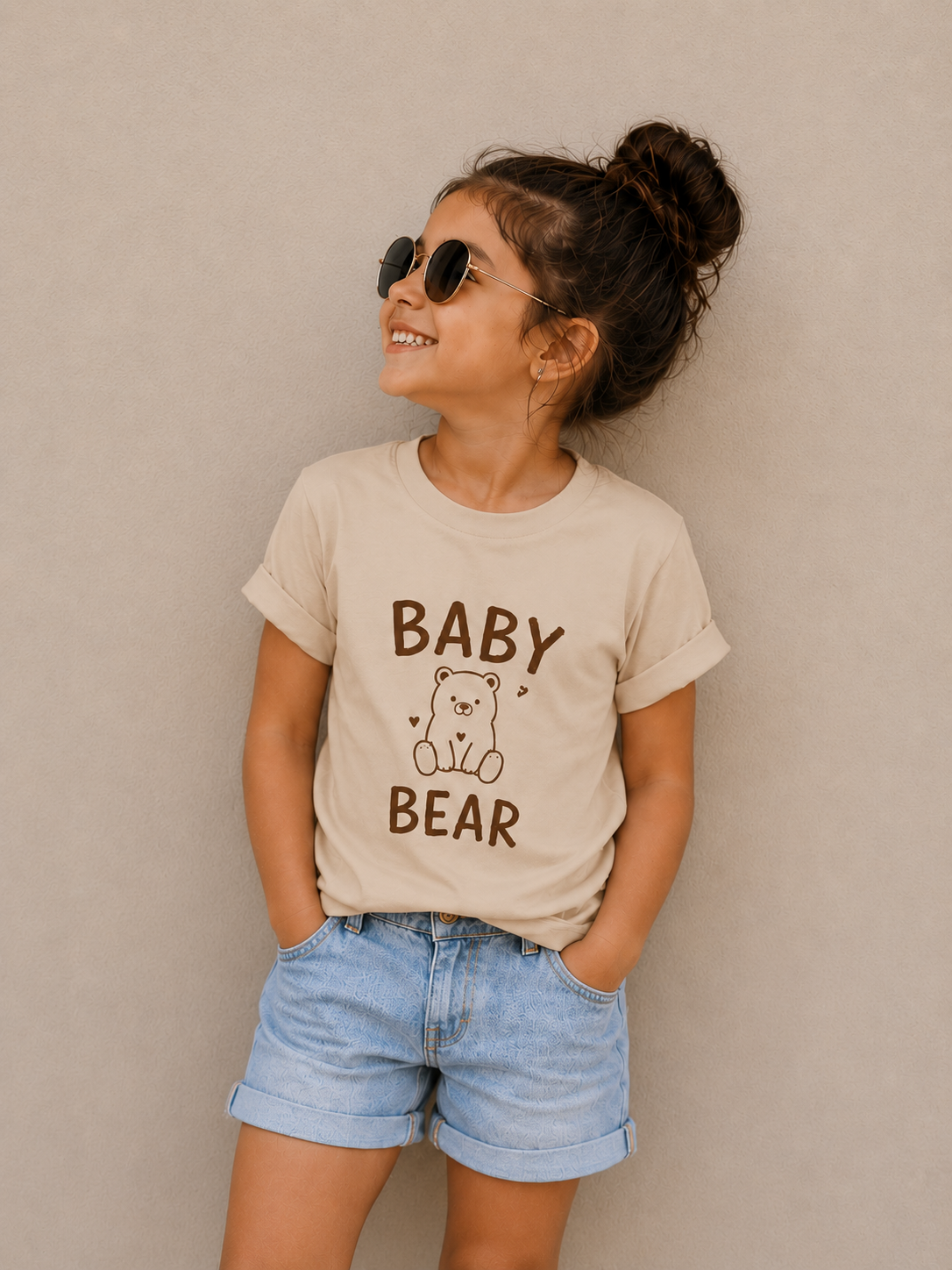 Baby bear -  matching cotton T-shirt for mom and daughter