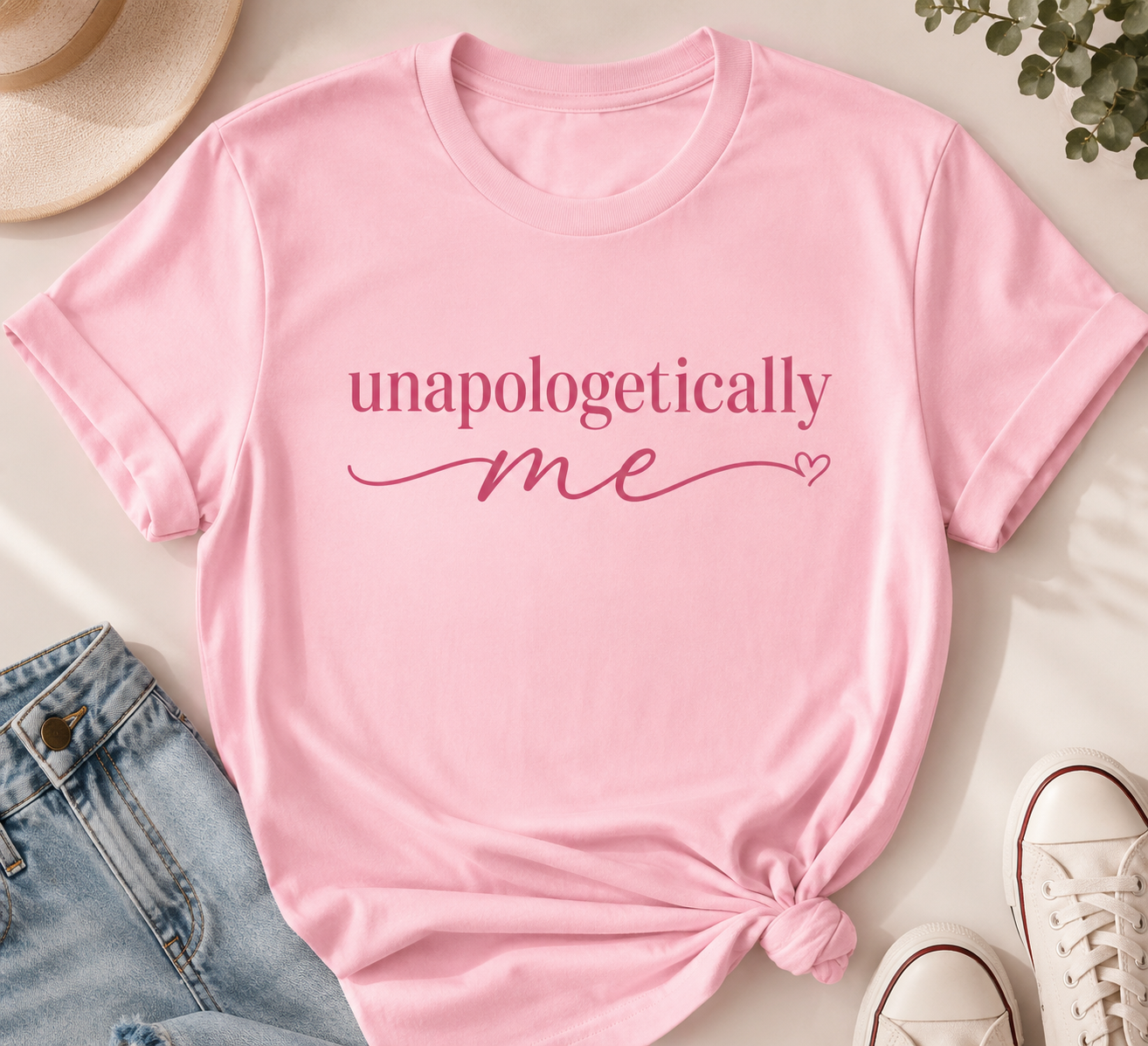 Pink t-shirt with 'unapologetically me' text